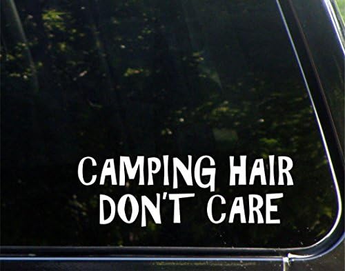 Кампување на коса Не се грижи - За автомобили Смешен автомобил Винил браник налепница прозорец Деклас | Бело | 8,75 инч