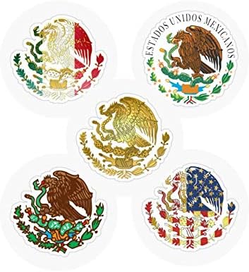 5 компјутери Calcomanias escudo mexicano aguila, 2 инчи - Мексиканска налепница за орел за тврда капа, налепница Ескудо Шилд