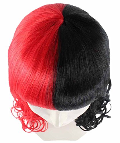 Wigs2you H-2887 Дво-тон црвен и црн фенси фустан перика, целосна перика, косплеј, врвен квалитет, природен, перика, вкрстено облекување, Сара, близначка облека