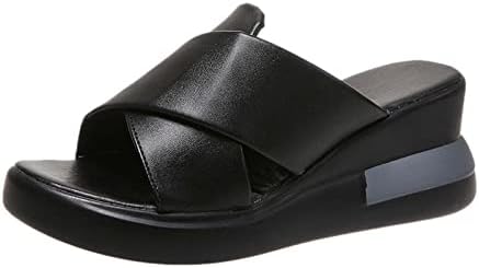 Елегантна платформа Сандали за жени летни каузиски вкрстени ленти клинови чевли отворени пети густи потпетици чевли за плажа удобни лизгачки