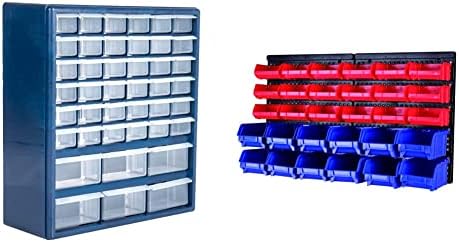 Пластични фиоки за складирање-42 Организатор на оддели-Контејнер за десктоп или wallид, 10 цели и MaxWorks 80694 30-кантри wallидни