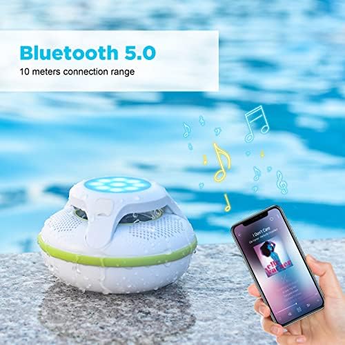Преносни Bluetooth звучници, безжичен лебдечки звучник стерео со водоотпорна IPX7 и шарена LED светло, 10 метри Bluetooth опсег за туш за туширање за подароци за топла када на от?