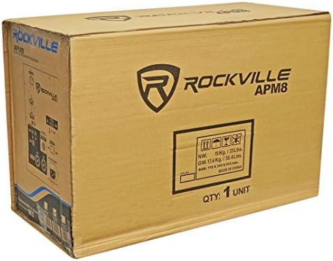 Rockville APM8W 8 2-насочен 500W Активен/напојуван USB Studio Monitor Monitor Sounders, бел