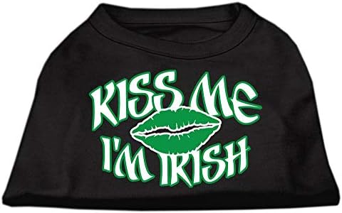 Производи за миленичиња Мираж 18-инчни бакнеж ме јас сум ирска кошула за печатење на екран за домашни миленици, XX-големи, црна