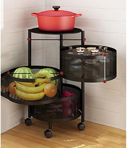 ZCMEB повеќеслојна кујна за складирање на кујната, ротирачки корпа за кошарка, зеленчук и овошје решетка за кујнски бања за складирање на кујна