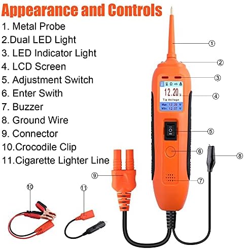 SLSFJLKJ PT101 Коло Тестер 12V/24v Автомобил Батерија Тестер DC/AC Моќ Сонда Електричен Систем Дијагностика Алатка ОБД2 Скенер