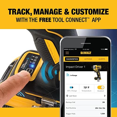 DEWALT 20v МАКС* XR Влијание Возачот Со Bluetooth Комплет