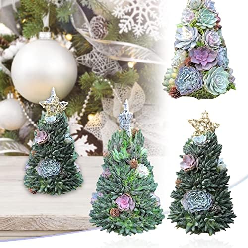 Qbomb Mini Succulent новогодишно дрво, мини вештачко елка таблети украси за новогодишни елки, вкусни украси за елка дома