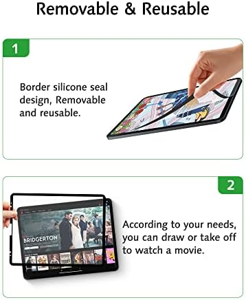 Заштитник на екранот за биотон PaperFeel Pro компатибилен со iPad Pro 12.9, отстранлив и еднократно, анти -сјај, погоден за цртање