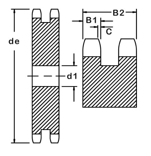 Ametric 2082a8 Метрика 2082A8 ISO 16B-2 плоча челична заби 8 заби за америк бр. 2082 ланец со двојно влакно со, 25,4мм терен, 17,02мм ширина на