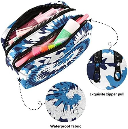 Глафи ​​-вратоврска боја сина спирална молив случај, голем капацитет торбичка торбичка торбичка, преносна козметичка торба,