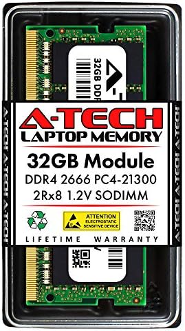 A-Tech 32 GB меморија RAM меморија за Dell Precision 5530-DDR4 2666MHz PC4-21300 Non ECC SO-DIMM 2RX8 1.2V-модул за надградба на единечен лаптоп и лаптоп