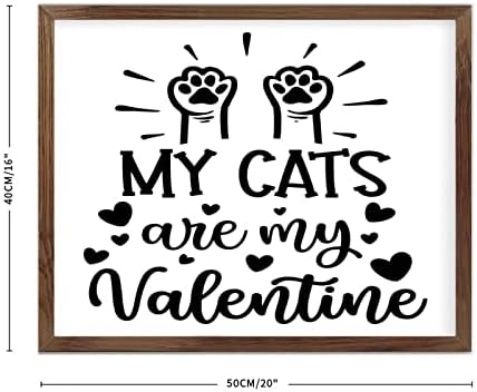 Моите мачки се мојот дрвен знак на в Valentубените, Loveубовно срце врамено дрво Плакета, Среќна дрвена плакета на Денот на вineубените