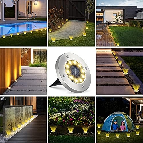 Аикеи Сончеви мелен светла 12 пакувања - 10 LED соларни градинарски светла на отворено ， светла на дискот водоотпорни во земјата