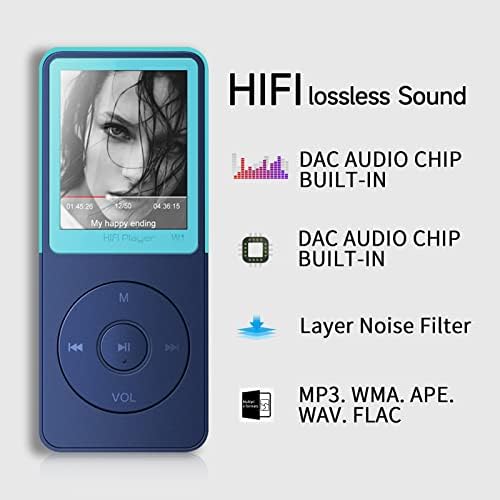 Mp3 Player, Tengsen Mp3 Music Player со FM радио, снимање, преглед на фотографии, екран од 1,8 , звук без загуби на Hifi, долга 30+ часови, поддршка