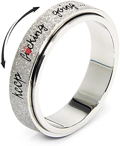 Титаниум прстен за вознемиреност од не'рѓосувачки челик за жени, фирминг прстен со прстен со големина на прстен со големина 6-12, ширина 6мм, бои: розово злато-лежиште-