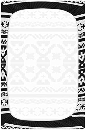 Алаза етнички бохо -чаршафи во стилот на бохо, опремени листови за басинет за момчиња бебе девојчиња, стандардна големина 52 x 28 инчи