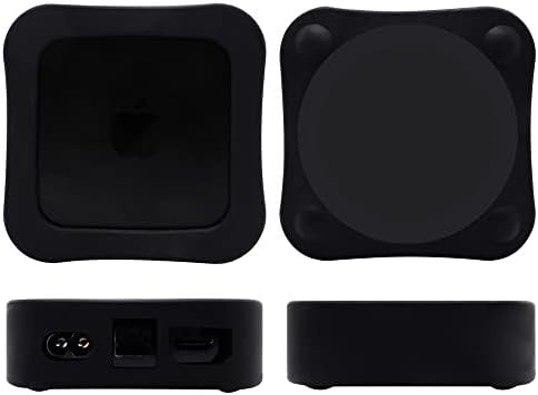 Случај компатибилен со Заштитник на црна силиконска обвивка за црна силиконска кутија Apple TV 4K - Lefxmophy