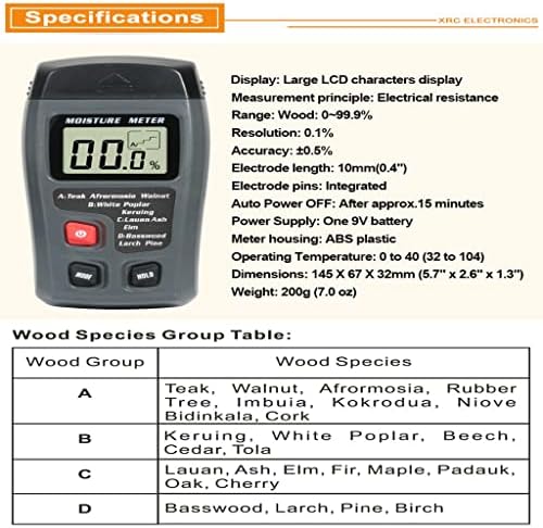 Wdbby дрво навлажнувач Е метар хигрометар дрво влага детектор густина на дрво дигитална влажност тестер