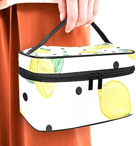 Овошје Лимон со Точка Шминка Торба Патување Козметичка Торба Пренослив Тоалет Чување Торба Козметика Случај