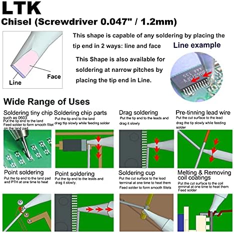 LTK Долго Длето Шрафцигер 0.047 / 1.2 мм Лемење Совет ЗА WXP80 WSP80 WP80 WP120 MPR PE75 TCPS WSFP8 WD1000 WSD81 WSD121 WR2002 WR3000M
