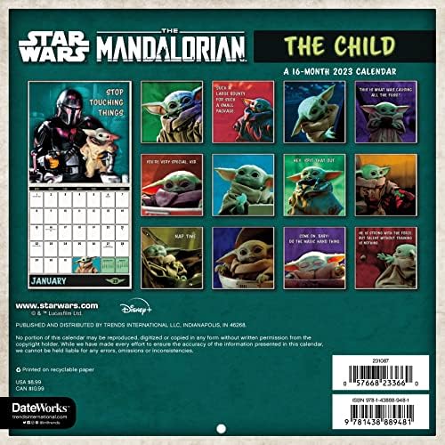 Календар на бебето Јода 2023 година - Делукс 2023 Војна на Starвездите Мандалоријан мини календар пакет со над 100 налепници за календари