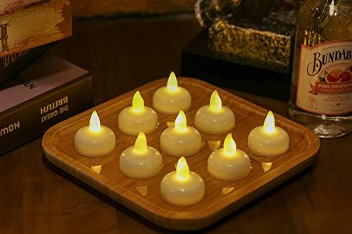 24 Пакувајте водоотпорни лебдечки лебдечки LED свеќи Топло бела батерија оперирана треперење чајни светла за Денот на вineубените, Ноќта