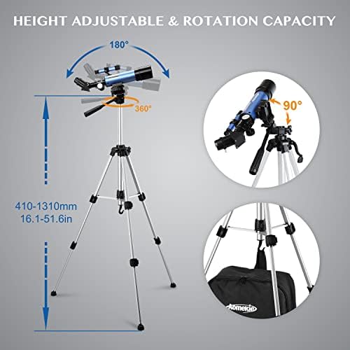 ТЕЛЕСКОП АОМЕКИ За Деца СО Ранец 10х Телефонски Адаптер Телескоп За Астрономија Почетници Со Прилагодлив Пронаоѓач На Стативи Преносни Телескопи