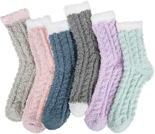 Лорита 6 Пара Жени Нејасни Чорапи Зимски Топли Меки Пријатни Меки Микрофибер Куќа Чорапи За Спиење Божиќни Подароци