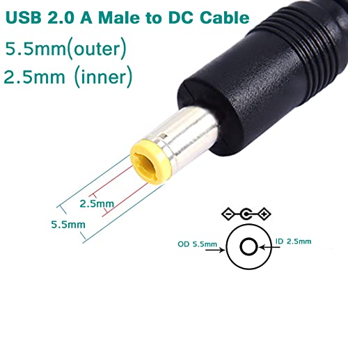 XMSJSYY USB 2.0 Машки ДО DC 5, 5x2, 5mm Барел Приклучок Кабел За Напојување Адаптер 5V 2.5 А Продолжување На Напојување Жица Кабел, Поддршка