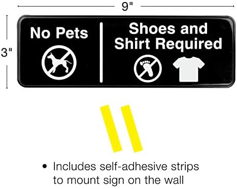 Ексело глобални производи Нема миленичиња, чевли, потребен знак за кошула: Лесно да се монтира информативен пластичен знак со симболи 9 x3, пакет од 3