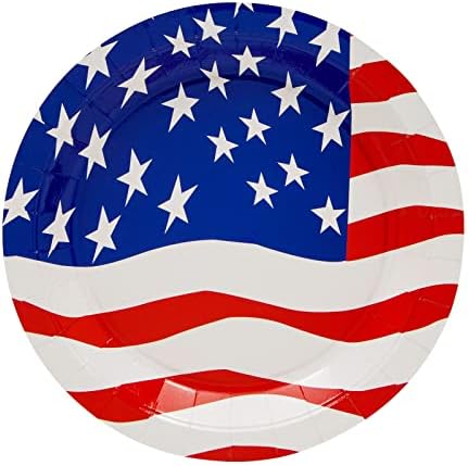 144 парчиња партии за патриотска забава, американски плочи со знаме, салфетки, чаши, прибор за јадење за 4 јули, украси на Денот на