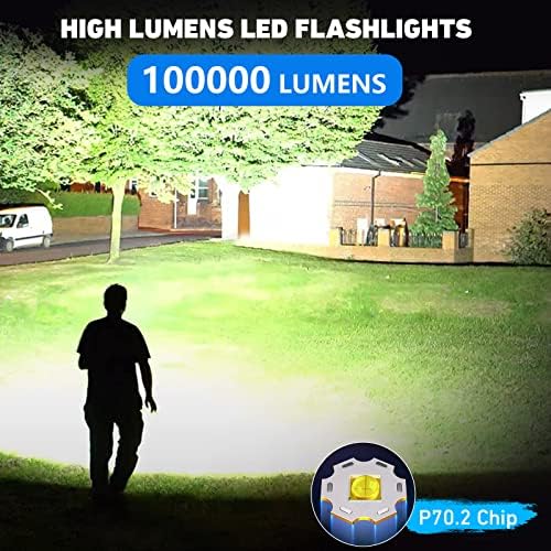 NiaoChao LED Fl Flers Flashlys High Lumens, 100000 Lumens Super Bright Flashlight со 5 режими, IPX6 водоотпорна и максимална 12 часа Траење