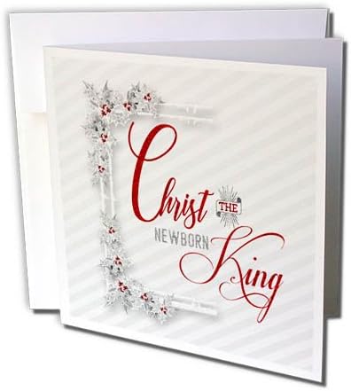 3дроза Христос Новородениот Крал Сребрена И Црвена Божиќна Холи И Бобинки-Честитка, 6 на 6 инчи