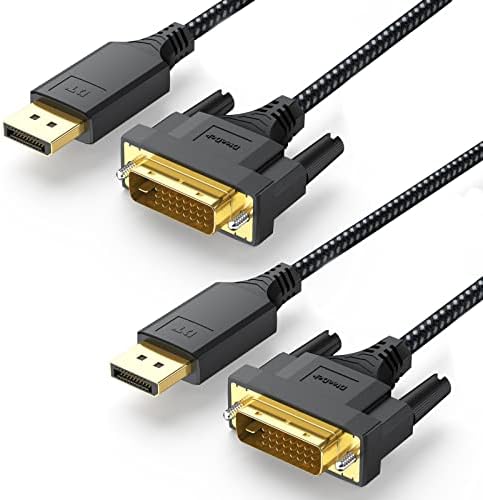 DTEEDCK DisplayPort до DVI кабел 3FT 2 пакет, DP Display Port до DVI кабел адаптер машки до машки DVI-D кабел за монитор десктоп лаптоп