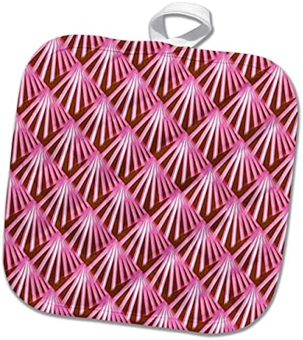 3drose Art Deco Tropical Beach Palm Outare Red Cut On Brown - Potholders