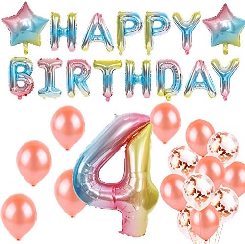 4 -ти роденденски украси - број 4 балон - 40 инчи на градиент на виножито Шарен голем број на балони со хелиум за хелиум за материјали