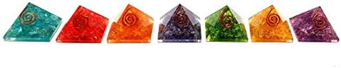 Sawcart сет од 7 парчиња седум чакра оргони кристал пирамида на оникс обоен кристален мултистон за лекување на реики, духовна јога медитација, генератор на енергија, го