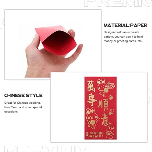 Оперитакс 6 парчиња Кинеска Нова Година Црвени Пликови Година На Зајакот Црвени Пликови Хонг Бао Цртан Филм Среќа Пари Подарок Пликови Црвен Пакет За Пролет Фестив