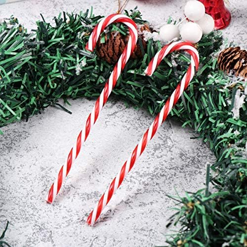 АМОСФУН 20 парчиња пластични бонбони орнаменти елка што висат украси црвени и бели украси за новогодишна елка за материјали за Божиќна забава