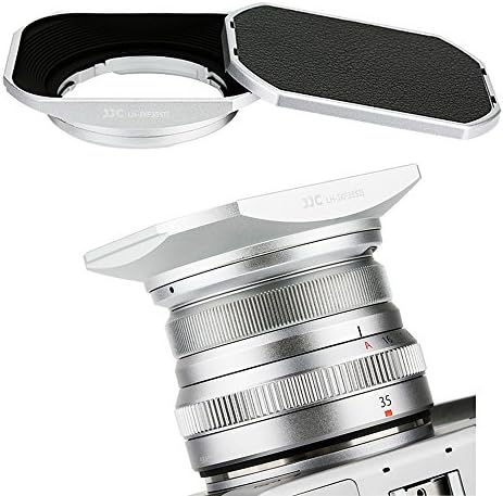 Сребрена квадратна метална леќа на аспираторот W / капакот на капакот за Fujifilm fujinon XC 35mm F2 & XF 23mm / 35mm F2 R WR леќи на X-PRO3