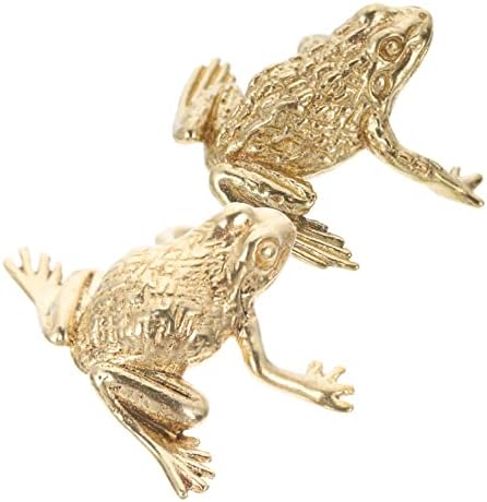 Hanabass 2pcs занаетчиски среќен шарм fengshui toad golden златна исклучителна гроздобер фенг Антички Шуи автомобил месинг