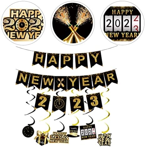 Абоофан 2 сетови 2023 Среќна Нова Година Декорации Среќна Нова Година Банер 2023 Нова Година висина на нови години на забавата на забавата