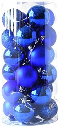 Ксиос Божиќна декорација 2022 24 парчиња сјајни и столбови сјајни украси за новогодишни украси украси 1.5 '' гигантски украси топки за надвор