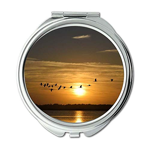 Огледало, Компактно Огледало,птици на плажа, Џебно Огледало, преносливо огледало