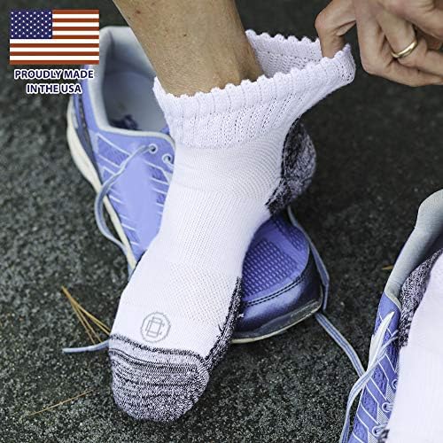 Избор на лекар дијабетични не-обврзувачки активни чорапи, машка четвртина должина на перформанси со беспрекорна пети, бела, голема