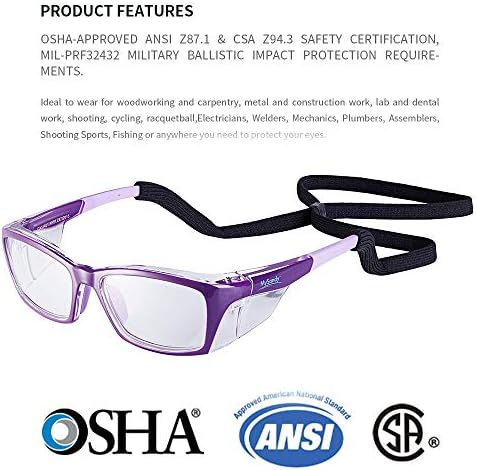 MySandy Z87.1Impaction отпорност против магла бренд x безбедносни очила за мажи со странични штитови Google Blu