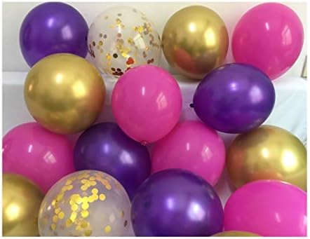 Латекс Балони Виолетова Фуксија Злато-Хром Злато Розова Конфети Балони За Bен Бебе Туш Девојка Роденден Дипломирање Годишнината Партија Материјали