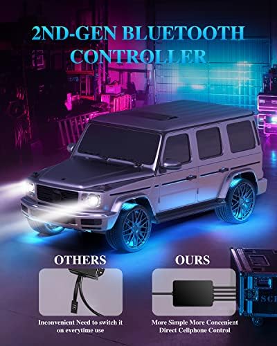 Тенмиро Рок Светла за Камиони, 4 парчиња Подвлече RGB Неонски Светла со Bluetooth Стан &засилувач; Далечински Управувач, Висока