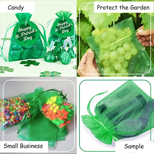 Лусеинвита 100 парчиња Зелени Торби За Наклонетост На Органза, 3х4 Инчи Торби За Свадбени Подароци Проегирни Мрежести Кеси со